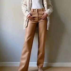 Abercrombie Tan Leather Straight Leg Pants